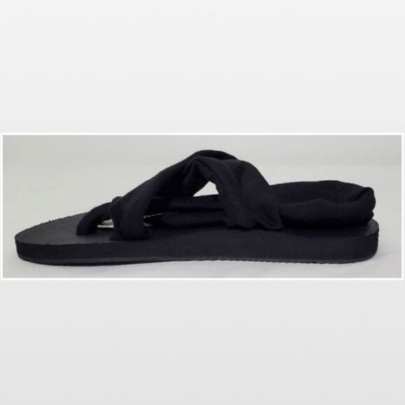 New Falls Creek Sandals Womens Size 7 Black Cloth Strappy Flat Shoes NWT - Picture 7 of 15